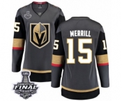 Women's Vegas Golden Knights #15 Jon Merrill Authentic Black Home Fanatics Branded Breakaway 2018 Stanley Cup Final NHL Jersey