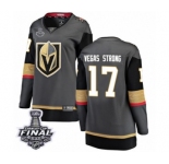 Women's Vegas Golden Knights #17 Vegas Strong Authentic Black Home Fanatics Branded Breakaway 2018 Stanley Cup Final NHL Jersey