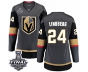 Women's Vegas Golden Knights #24 Oscar Lindberg Authentic Black Home Fanatics Branded Breakaway 2018 Stanley Cup Final NHL Jersey