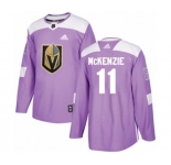 Youth Adidas Vegas Golden Knights #11 Curtis McKenzie Authentic Purple Fights Cancer Practice NHL Jersey