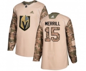 Youth Adidas Vegas Golden Knights #15 Jon Merrill Authentic Camo Veterans Day Practice NHL Jersey