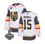 Youth Adidas Vegas Golden Knights #15 Jon Merrill Authentic White Away 2018 Stanley Cup Final NHL Jersey