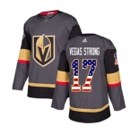 Youth Adidas Vegas Golden Knights #17 Vegas Strong Authentic Gray USA Flag Fashion NHL Jersey