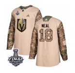 Youth Adidas Vegas Golden Knights #18 James Neal Authentic Camo Veterans Day Practice 2018 Stanley Cup Final NHL Jersey