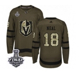 Youth Adidas Vegas Golden Knights #18 James Neal Authentic Green Salute to Service 2018 Stanley Cup Final NHL Jersey