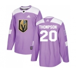 Youth Adidas Vegas Golden Knights #20 Paul Thompson Authentic Purple Fights Cancer Practice NHL Jersey