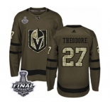 Youth Adidas Vegas Golden Knights #27 Shea Theodore Authentic Green Salute to Service 2018 Stanley Cup Final NHL Jersey