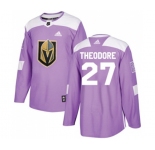 Youth Adidas Vegas Golden Knights #27 Shea Theodore Authentic Purple Fights Cancer Practice NHL Jersey