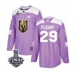 Youth Adidas Vegas Golden Knights #29 Marc-Andre Fleury Authentic Purple Fights Cancer Practice 2018 Stanley Cup Final NHL Jersey