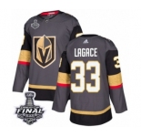 Youth Adidas Vegas Golden Knights #33 Maxime Lagace Authentic Gray Home 2018 Stanley Cup Final NHL Jersey