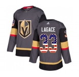 Youth Adidas Vegas Golden Knights #33 Maxime Lagace Authentic Gray USA Flag Fashion NHL Jersey