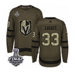 Youth Adidas Vegas Golden Knights #33 Maxime Lagace Authentic Green Salute to Service 2018 Stanley Cup Final NHL Jersey