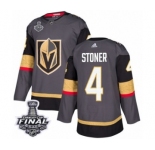 Youth Adidas Vegas Golden Knights #4 Clayton Stoner Authentic Gray Home 2018 Stanley Cup Final NHL Jersey