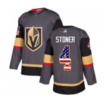 Youth Adidas Vegas Golden Knights #4 Clayton Stoner Authentic Gray USA Flag Fashion NHL Jersey