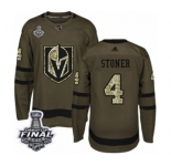 Youth Adidas Vegas Golden Knights #4 Clayton Stoner Authentic Green Salute to Service 2018 Stanley Cup Final NHL Jersey