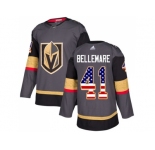 Youth Adidas Vegas Golden Knights #41 Pierre-Edouard Bellemare Authentic Gray USA Flag Fashion NHL Jersey