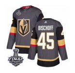 Youth Adidas Vegas Golden Knights #45 Jake Bischoff Authentic Gray Home 2018 Stanley Cup Final NHL Jersey