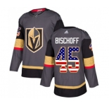 Youth Adidas Vegas Golden Knights #45 Jake Bischoff Authentic Gray USA Flag Fashion NHL Jersey