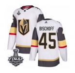 Youth Adidas Vegas Golden Knights #45 Jake Bischoff Authentic White Away 2018 Stanley Cup Final NHL Jersey