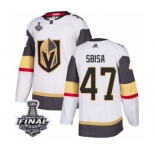 Youth Adidas Vegas Golden Knights #47 Luca Sbisa Authentic White Away 2018 Stanley Cup Final NHL Jersey