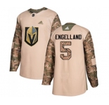 Youth Adidas Vegas Golden Knights #5 Deryk Engelland Authentic Camo Veterans Day Practice NHL Jersey