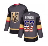 Youth Adidas Vegas Golden Knights #57 David Perron Authentic Gray USA Flag Fashion NHL Jersey