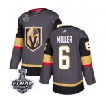 Youth Adidas Vegas Golden Knights #6 Colin Miller Authentic Gray Home 2018 Stanley Cup Final NHL Jersey