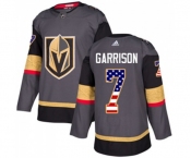 Youth Adidas Vegas Golden Knights #7 Jason Garrison Authentic Gray USA Flag Fashion NHL Jersey