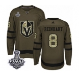 Youth Adidas Vegas Golden Knights #8 Griffin Reinhart Authentic Green Salute to Service 2018 Stanley Cup Final NHL Jersey
