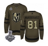 Youth Adidas Vegas Golden Knights #81 Jonathan Marchessault Authentic Green Salute to Service 2018 Stanley Cup Final NHL Jersey