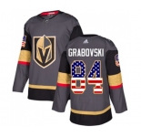 Youth Adidas Vegas Golden Knights #84 Mikhail Grabovski Authentic Gray USA Flag Fashion NHL Jersey