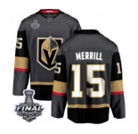 Youth Vegas Golden Knights #15 Jon Merrill Authentic Black Home Fanatics Branded Breakaway 2018 Stanley Cup Final NHL Jersey