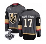 Youth Vegas Golden Knights #17 Vegas Strong Authentic Black Home Fanatics Branded Breakaway 2018 Stanley Cup Final NHL Jersey