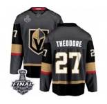 Youth Vegas Golden Knights #27 Shea Theodore Authentic Black Home Fanatics Branded Breakaway 2018 Stanley Cup Final NHL Jersey