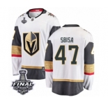 Youth Vegas Golden Knights #47 Luca Sbisa Authentic White Away Fanatics Branded Breakaway 2018 Stanley Cup Final NHL Jersey