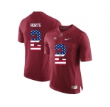2016 US Flag Fashion Alabama Crimson Tide Jalen Hurts #2 College Football Limited Jerseys - Crimson