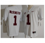 Men Alabama Crimson Tide #1 Ga'Quincy McKinstry White College Football Jersey