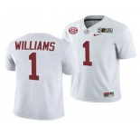 Men's Alabama Crimson Tide #1 Jameson Williams 2022 Patch White College Football Stitched Jersey