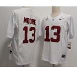 Men's Alabama Crimson Tide #13 Malachi Moore White FUSE College Stitched Jersey
