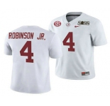 Men's Alabama Crimson Tide #4 Brian Robinson Jr 2022 Patch White College Football Stitched Jersey