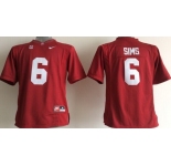 Alabama Crimson Tide #6 Blake Sims 2014 Red Limited Kids Jersey