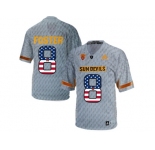 2016 US Flag Fashion Men's Arizona State Sun Devils D.J. Foster #8 Desert Fuel College Football Jersey - Grey
