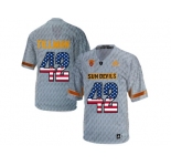 2016 US Flag Fashion Men's Arizona State Sun Devils Pat Tillman #42 Desert Fuel College Football Jersey - Grey