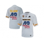 2016 US Flag Fashion Men's Arizona State Sun Devils Pat Tillman #42 Desert Ice College Football Jersey - White