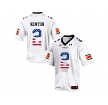2016 US Flag Fashion Men's Under Armour Cam Newton #2 Auburn Tigers College Football Jersey - White