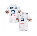 2016 US Flag Fashion Men's Under Armour Cam Newton #2 Auburn Tigers College Football Throwback Jersey - White
