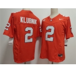 Men's Clemson Tigers #2 Cade Klubnik Orange F.U.S.E. Stitched Football Jersey