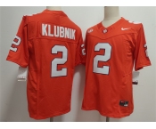 Men's Clemson Tigers #2 Cade Klubnik Orange F.U.S.E. Stitched Football Jersey