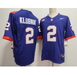 Men's Clemson Tigers #2 Cade Klubnik Purple F.U.S.E. Stitched Football Jersey