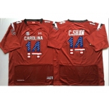 South Carolina Gamecocks #14 C.Shaw Red USA Flag College Jersey